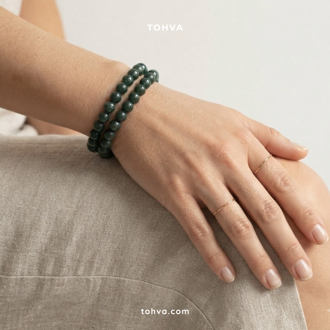 Green Jade Natural Stone Bracelet | Certified Green Harmony Crystal Jewelry