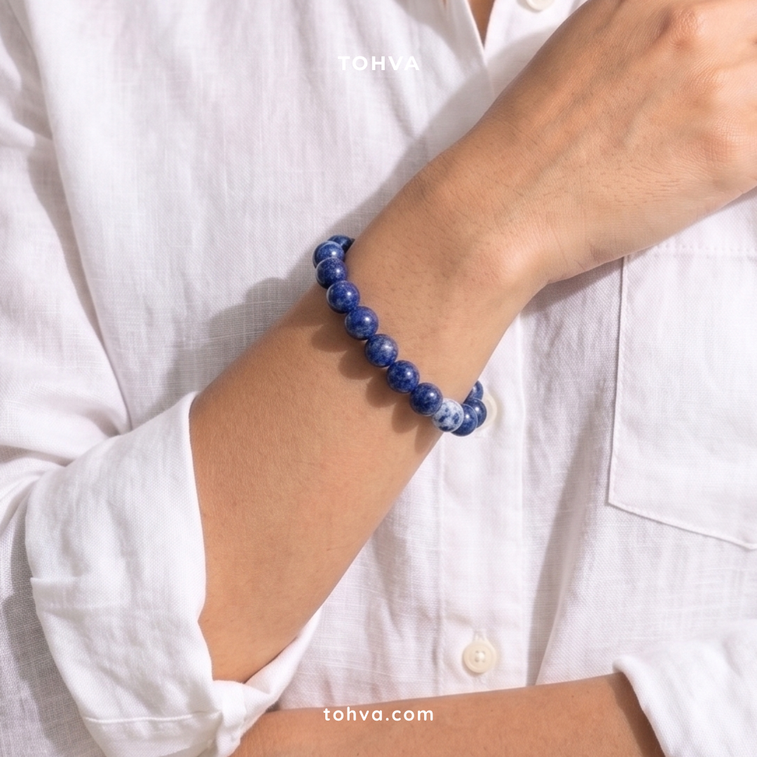 Lapis Lazuli Natural Stone Bracelet | Certified Wisdom & Spiritual Growth Crystal Jewelry