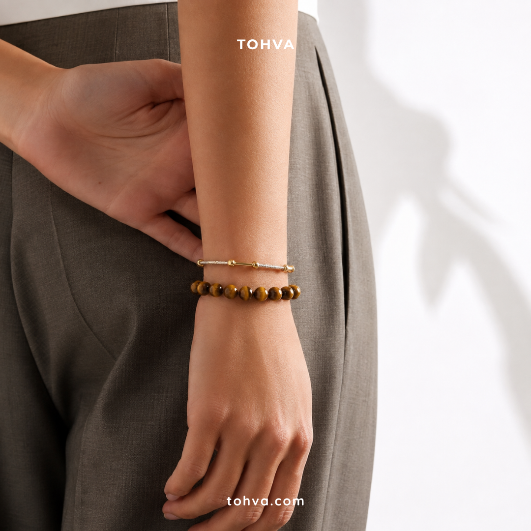 Tiger Eye Natural Stone Bracelet Certified Golden-Brown Healing Crystal Jewelry