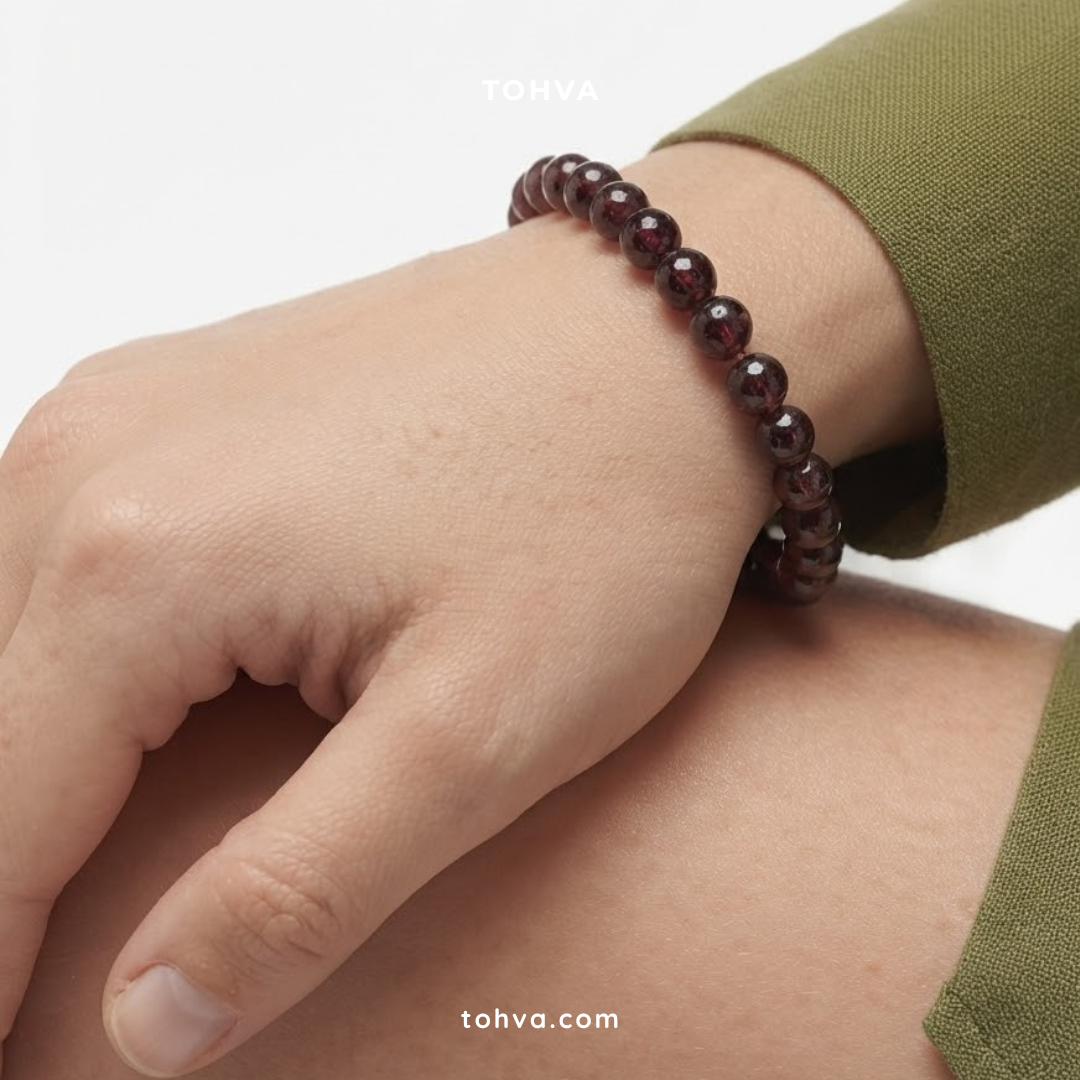 Garnet Natural Stone Bracelet | Certified Stone of Energy & Passion Jewelry