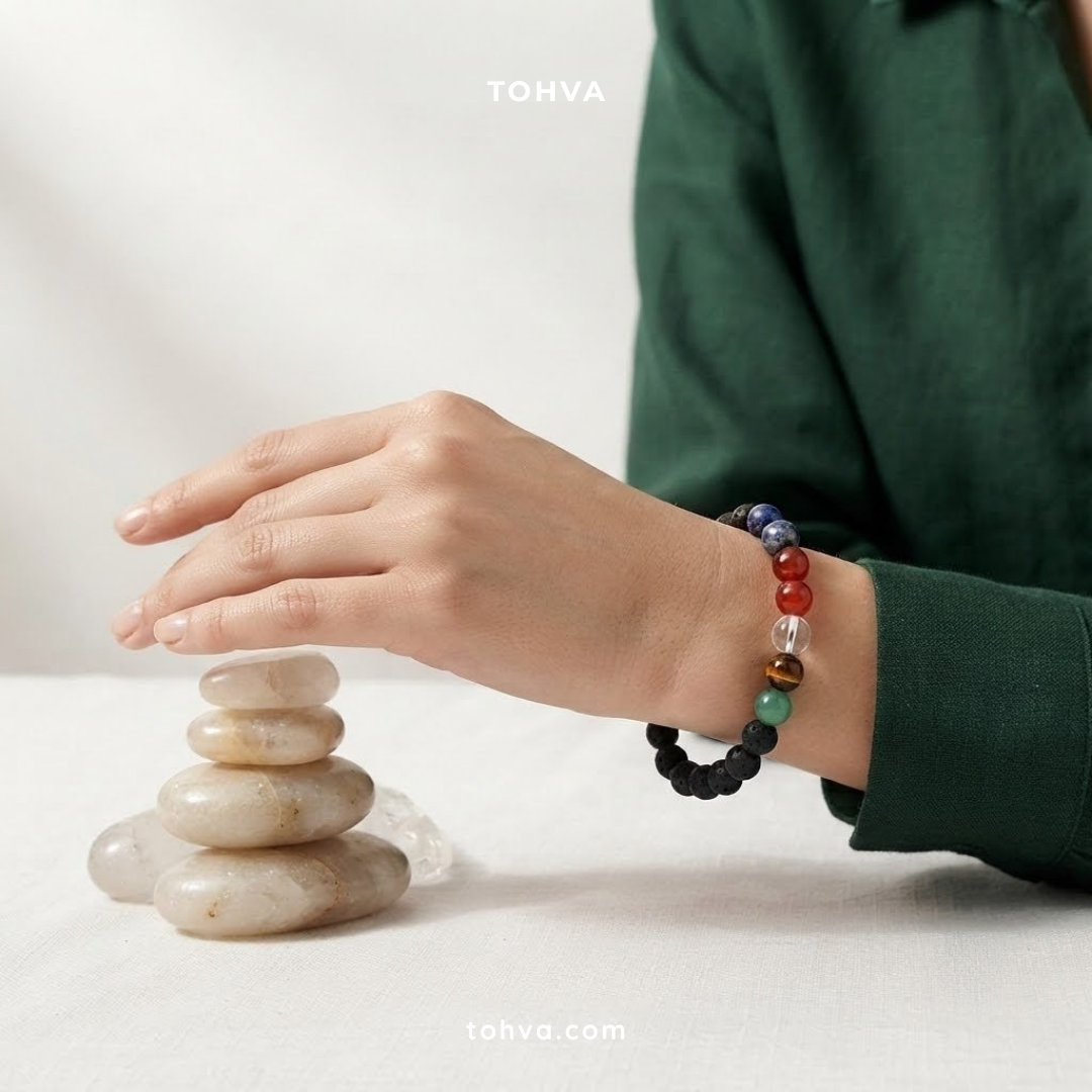 Seven Chakra Lava Stone Bracelet