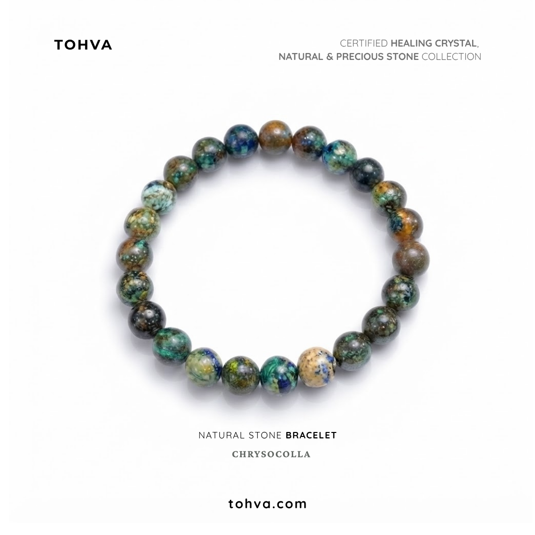 Chrysocolla Natural Stone Bracelet | Blue-Green Healing Crystal Jewelry