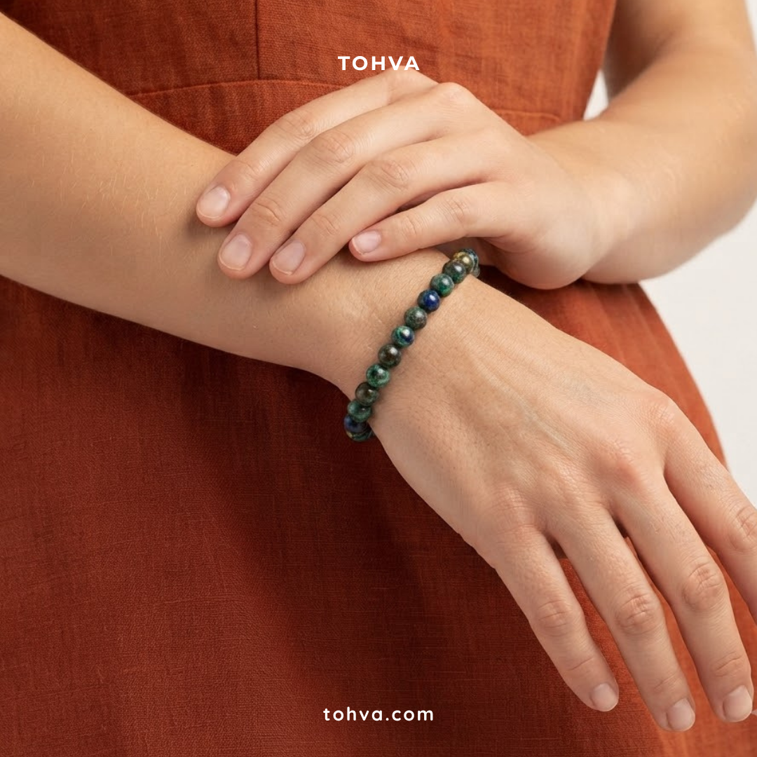 Chrysocolla Natural Stone Bracelet | Blue-Green Healing Crystal Jewelry