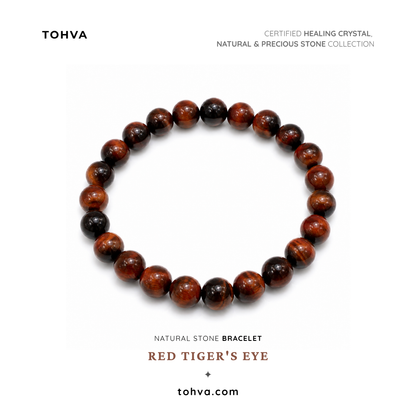 Red Tiger Eye Natural Stone Bracelet | Certified Healing Crystal Jewelry