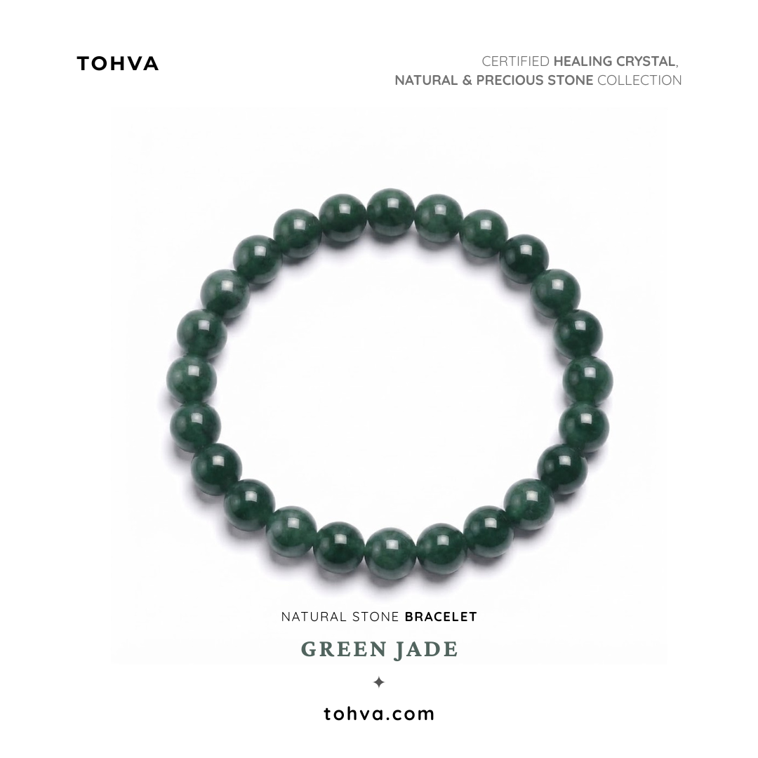 Green Jade Natural Stone Bracelet | Certified Green Harmony Crystal Jewelry