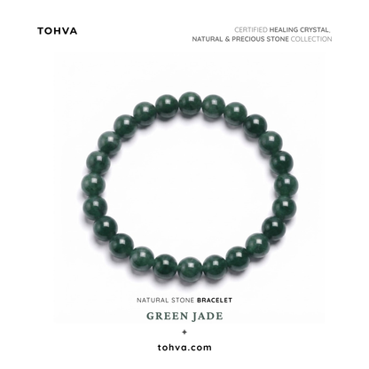 Green Jade Natural Stone Bracelet | Certified Green Harmony Crystal Jewelry