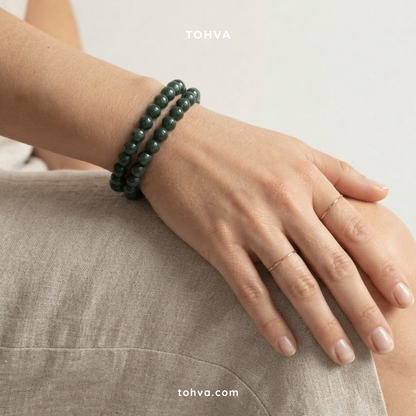Green Jade Natural Stone Bracelet | Certified Green Harmony Crystal Jewelry