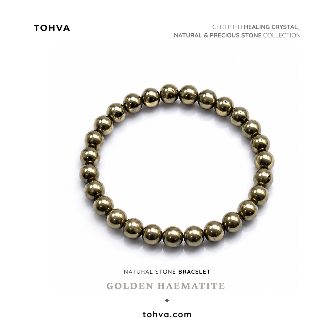 Golden Hematite Natural Stone Bracelet | Certified Stone of Grounding & Willpower Jewelry