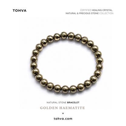 Golden Hematite Natural Stone Bracelet | Certified Stone of Grounding & Willpower Jewelry