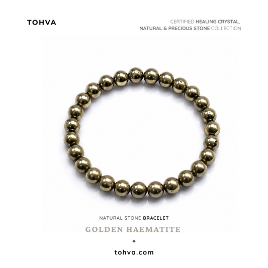 Golden Hematite Natural Stone Bracelet | Certified Stone of Grounding & Willpower Jewelry