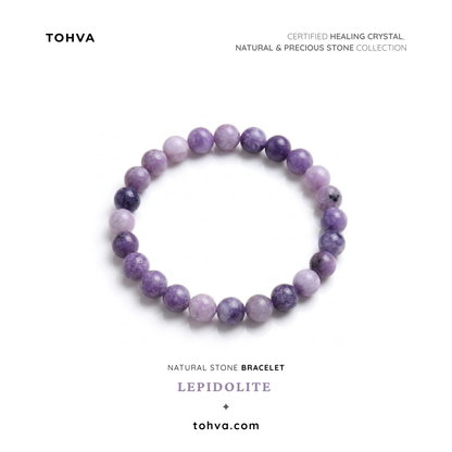 Lepidolite Natural Stone Bracelet | Certified Emotional Balance & Calm Crystal Jewelry