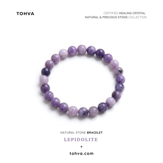 Lepidolite Natural Stone Bracelet | Certified Emotional Balance & Calm Crystal Jewelry