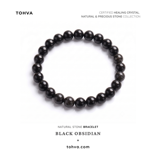 Black Obsidian Natural Stone Bracelet | Certified Protective Crystal Jewelry