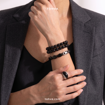 Black Obsidian Natural Stone Bracelet | Certified Protective Crystal Jewelry