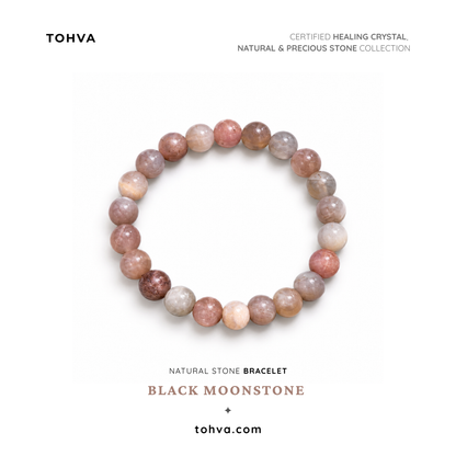 Black Moonstone Natural Stone Bracelet | Certified Healing Crystal Jewelry