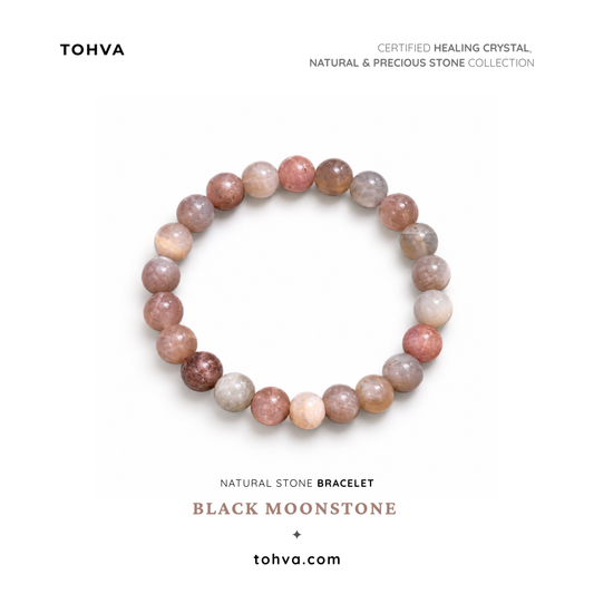 Black Moonstone Natural Stone Bracelet | Certified Healing Crystal Jewelry