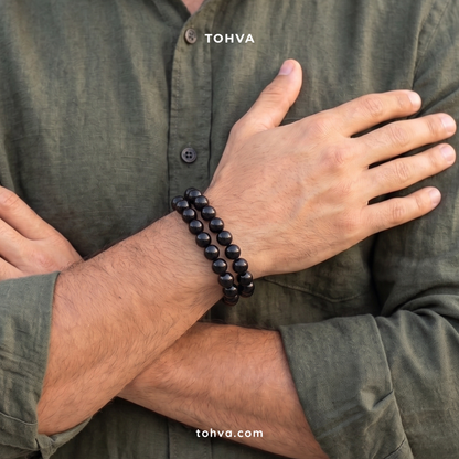 Black Obsidian Natural Stone Bracelet | Certified Protective Crystal Jewelry