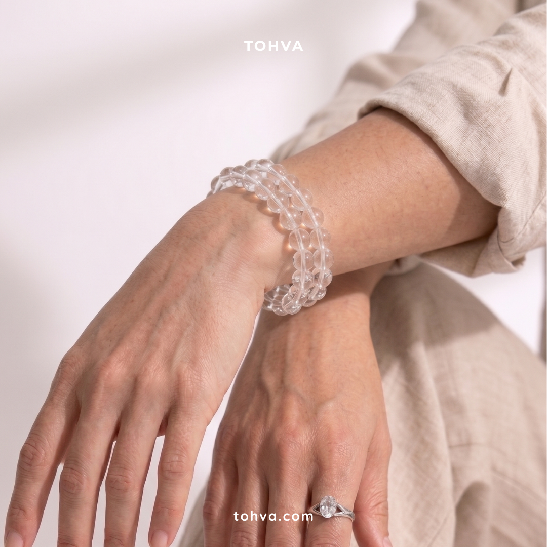 Clear Quartz Natural Stone Bracelet | Certified Master Healer Crystal Jewelry