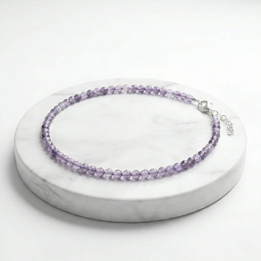 Amethyst Natural Stone Anklet | Certified Healing Crystal Jewelry