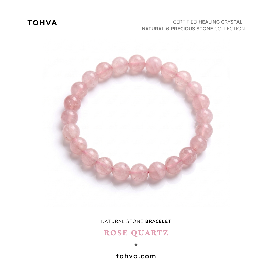Rose Quartz Natural Stone Bracelet Certified Pink Healing Crystal Jewelry