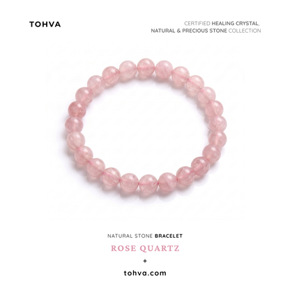 Rose Quartz Natural Stone Bracelet Certified Pink Healing Crystal Jewelry