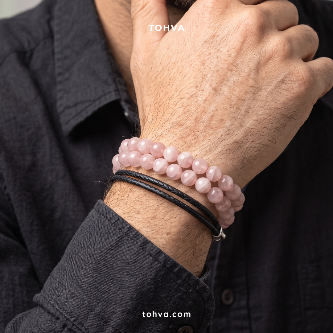 Rose Quartz Natural Stone Bracelet Certified Pink Healing Crystal Jewelry