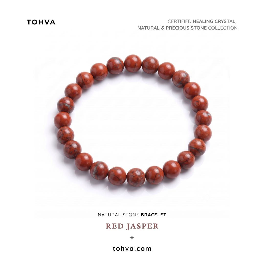 Red Jasper Natural Stone Bracelet | Certified Red Healing Crystal Jewelry