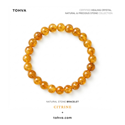 Heated Citrine Natural Stone Bracelet | Certified Energy Crystal Jewelry