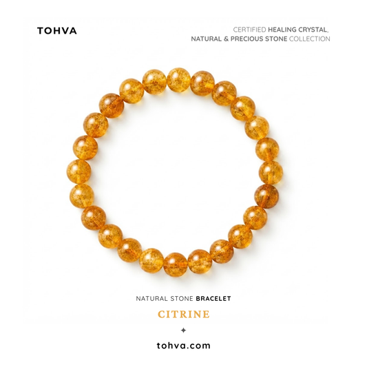 Heated Citrine Natural Stone Bracelet | Certified Energy Crystal Jewelry