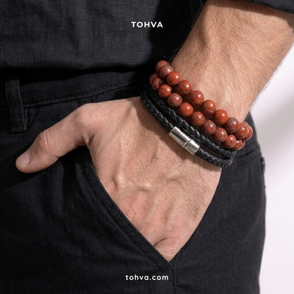 Red Jasper Natural Stone Bracelet | Certified Red Healing Crystal Jewelry