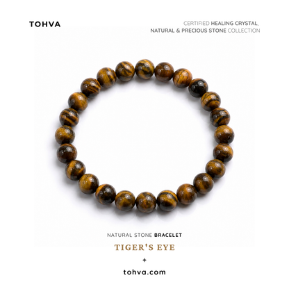 Tiger Eye Natural Stone Bracelet Certified Golden-Brown Healing Crystal Jewelry