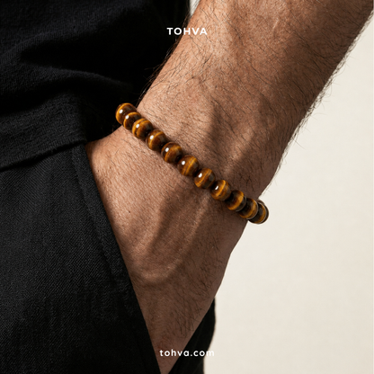 Tiger Eye Natural Stone Bracelet Certified Golden-Brown Healing Crystal Jewelry