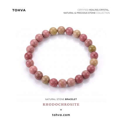Rhodochrosite Natural Stone Bracelet | Certified Pink Healing Crystal Jewelry