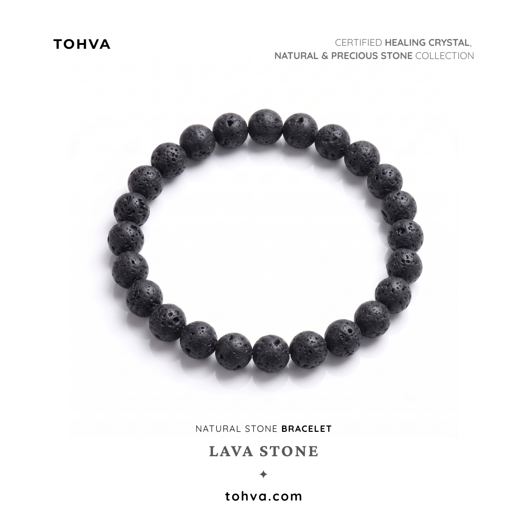 Lava Stone Natural Stone Bracelet | Certified Grounding & Emotional Stability Crystal Jewelry