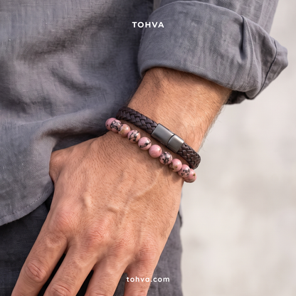 Rhodochrosite Natural Stone Bracelet | Certified Pink Healing Crystal Jewelry
