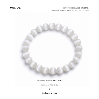 Selenite Natural Stone Bracelet Certified White Healing Crystal Jewelry