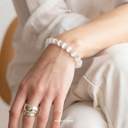 Selenite Natural Stone Bracelet Certified White Healing Crystal Jewelry
