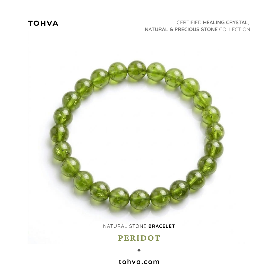 Crystallised Peridot Natural Stone Bracelet | Certified Prosperity & Renewal Crystal Jewelry