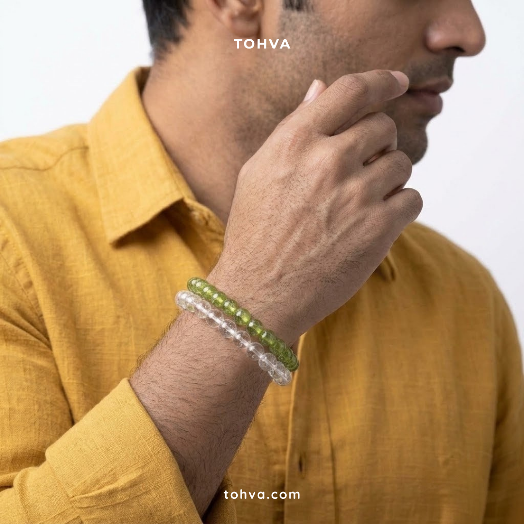 Crystallised Peridot Natural Stone Bracelet | Certified Prosperity & Renewal Crystal Jewelry