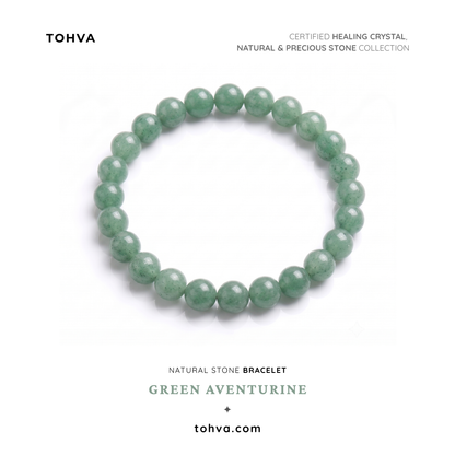 Green Aventurine Natural Stone Bracelet | Certified Stone of Luck & Heart Healing Jewelry