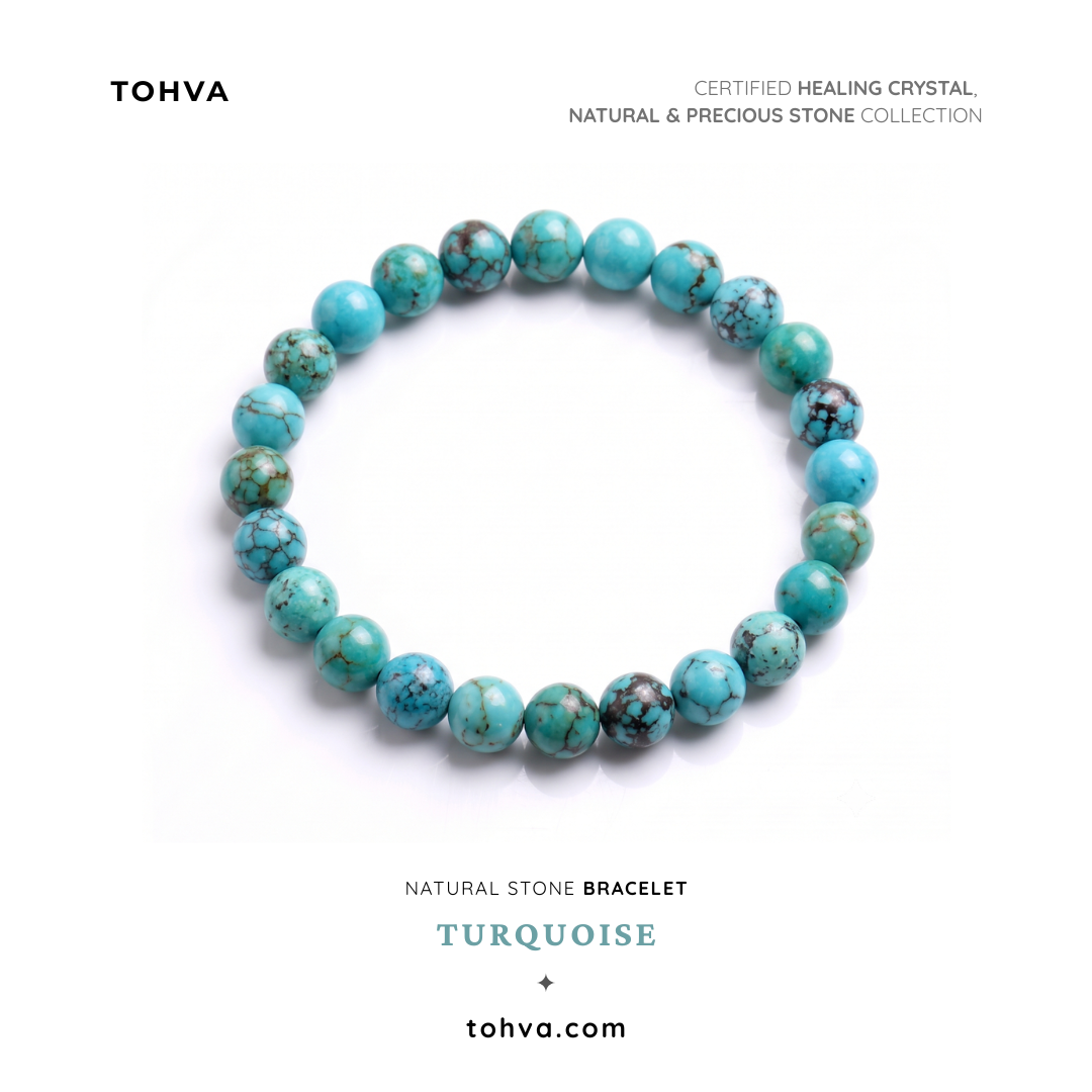 Firoza(Turquoise) Natural Stone Bracelet | Certified Stone of Protection & Prosperity Jewelry