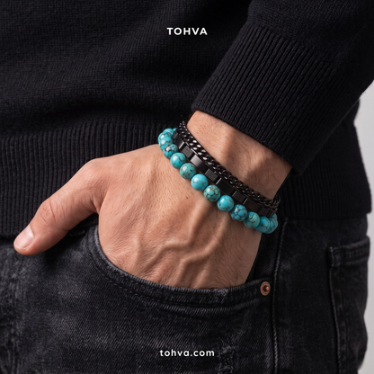 Firoza(Turquoise) Natural Stone Bracelet | Certified Stone of Protection & Prosperity Jewelry