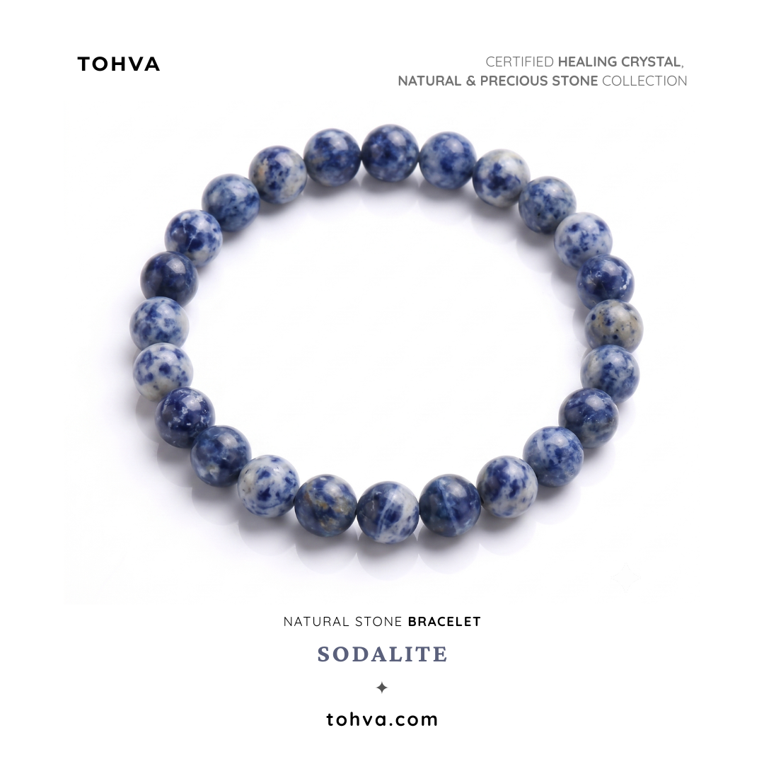 Sodalite Natural Stone Bracelet Certified Blue Healing Crystal Jewelry