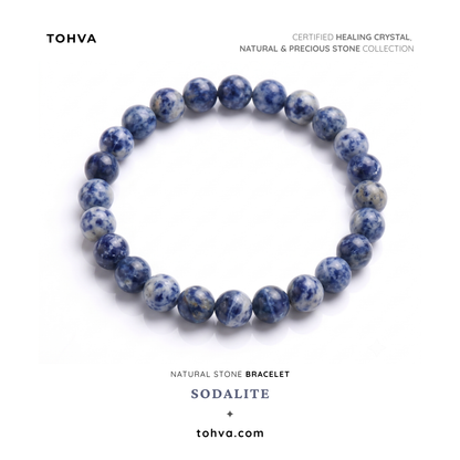 Sodalite Natural Stone Bracelet Certified Blue Healing Crystal Jewelry