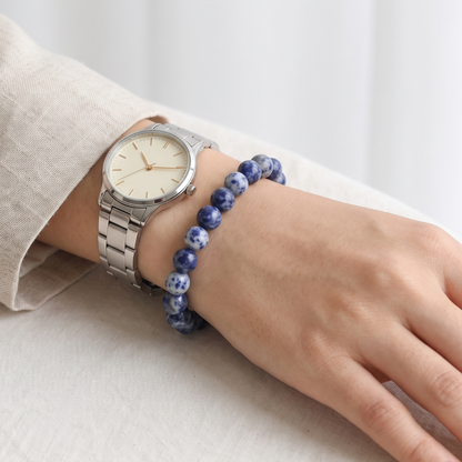Sodalite Natural Stone Bracelet Certified Blue Healing Crystal Jewelry