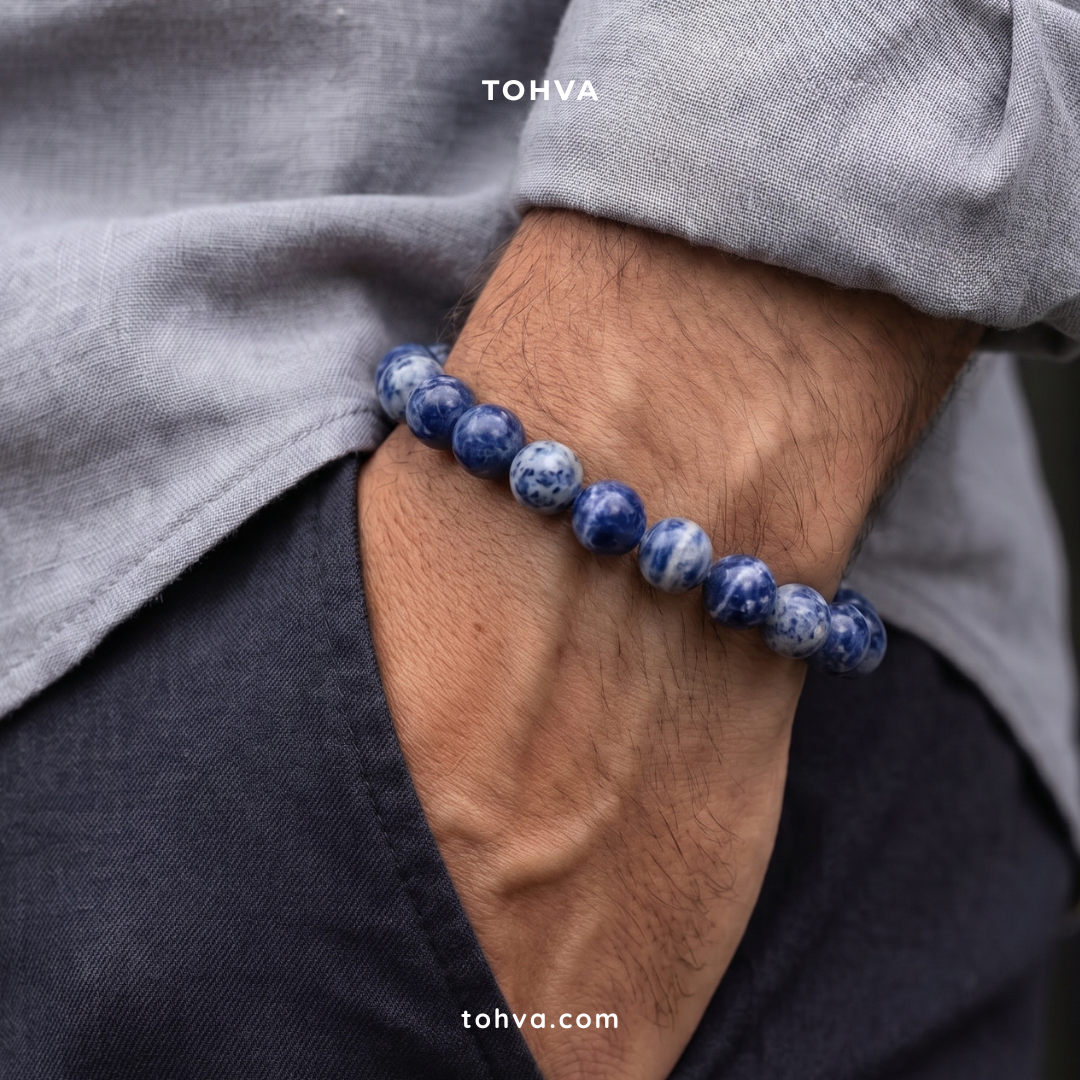Sodalite Natural Stone Bracelet Certified Blue Healing Crystal Jewelry