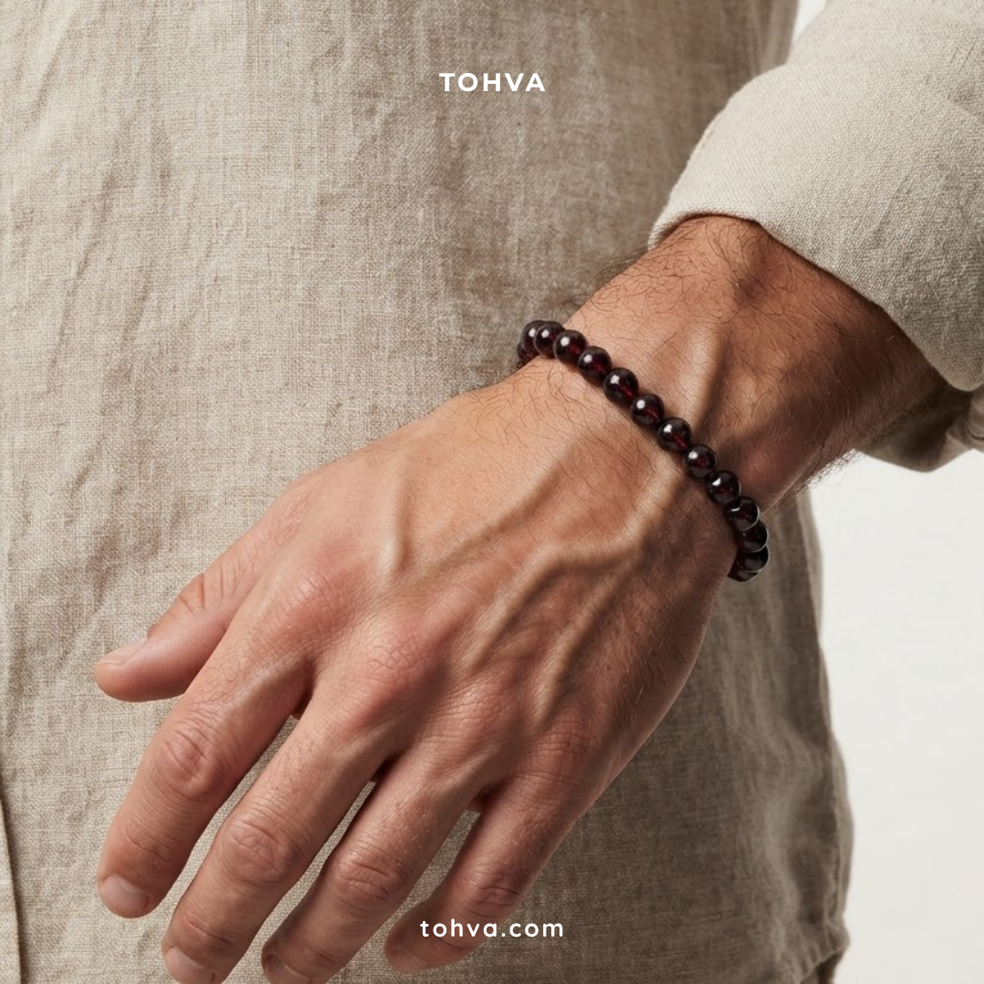 Garnet Natural Stone Bracelet | Certified Stone of Energy & Passion Jewelry