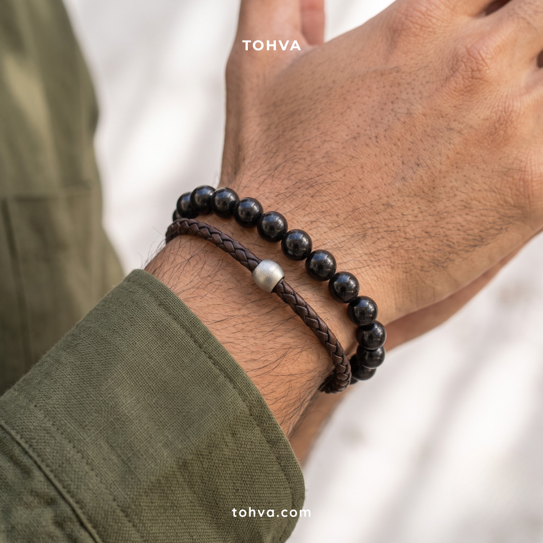 Black Tourmaline Natural Stone Bracelet | Certified Protective Crystal Jewelry