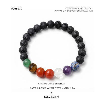 Seven Chakra Lava Stone Bracelet