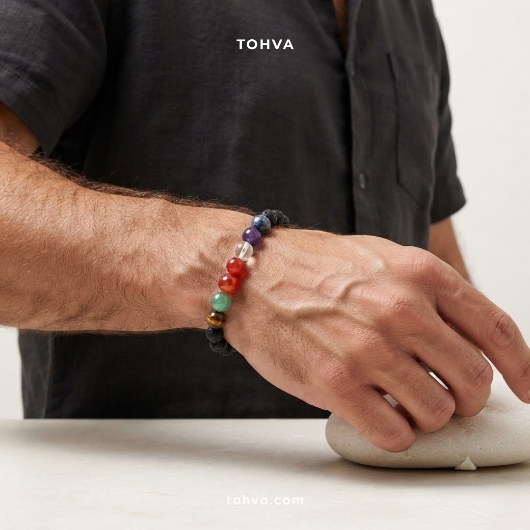 Seven Chakra Lava Stone Bracelet